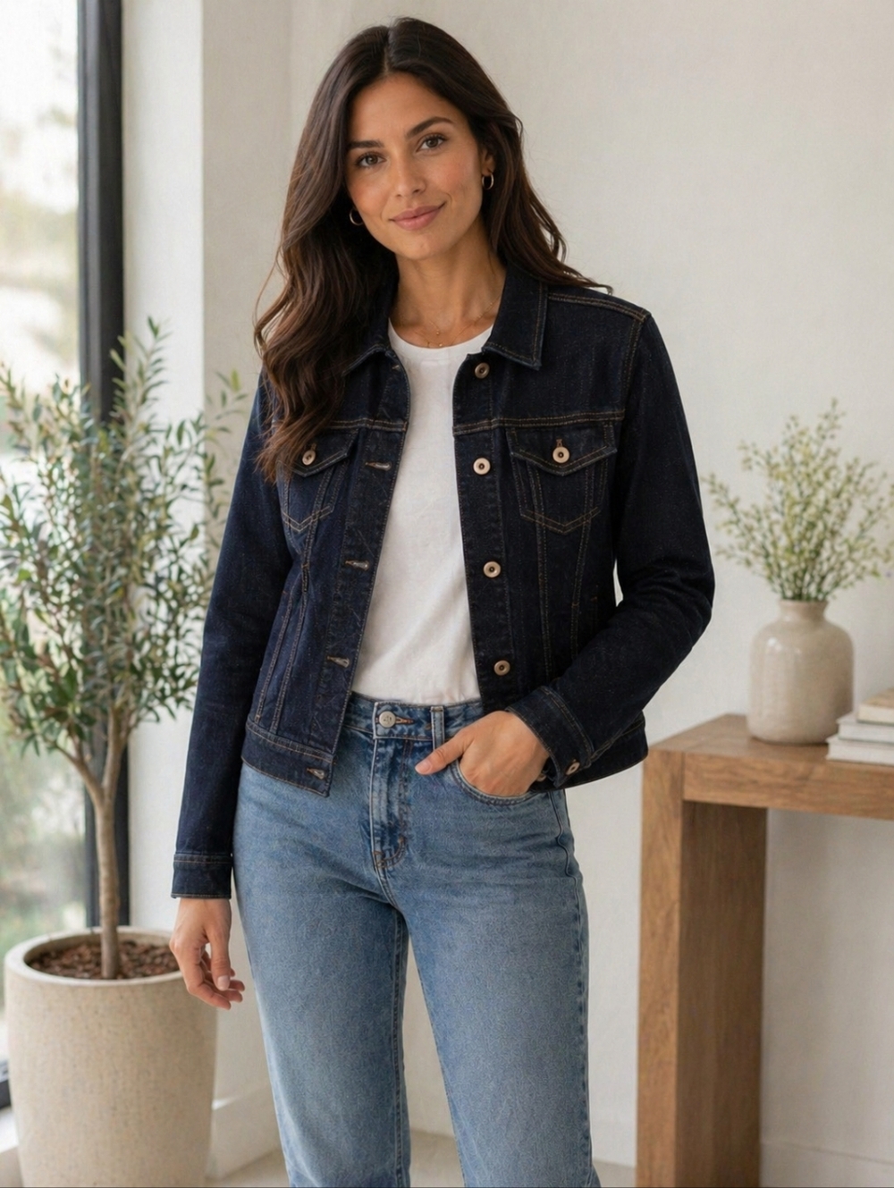 J. Jill Denim Dark Indigo Blue Denim Fall Jacket Size XS